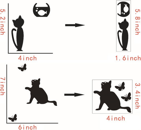 Removable Switch Sticker, 6 Pcs Cute Black Cats Cartoon Wall Sticker, Light Switch Decor Decals, Family DIY Decor Art Stickers Home Decor Wall Art...