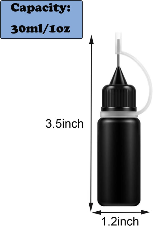 1 Ounce Black Needle Tip Glue Bottle, Tip Applicator Bottle with 2 Funnel, for Glue,Liquid,Oil, DIY Crafts Etc, 6 Pcs....
