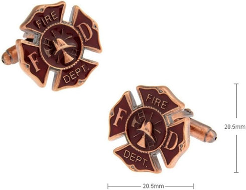 Fire Department Shield Emblem Cross FD Fireman Pair of Cufflinks in a Presentation Gift Box & Polishing Cloth...