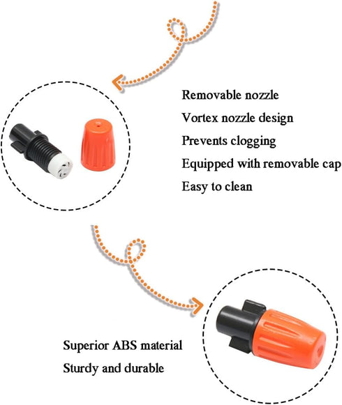 80PCS 1/4" Inch Adjustable Irrigation Microspray Emitter Three Way Atomizing Nozzle with Tee Connector Drip Irrigation Accessory for Garden Lawn F...