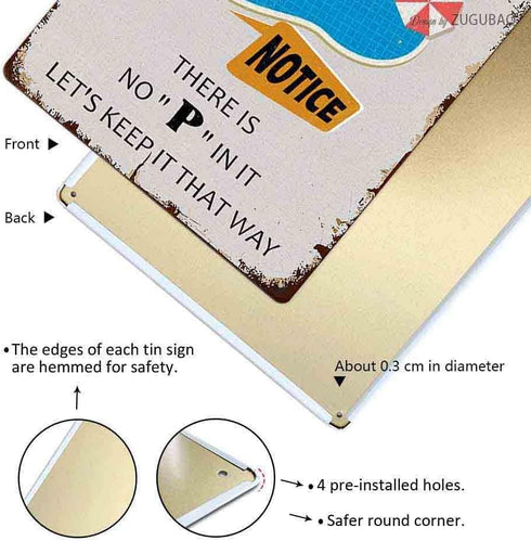 Welcome To Our Pool Sign, Outdoor Swimming Pool Decorations, Outside Pool Metal Sign Notice There Is No Pee In It Let'S Keep It That Way, 12X8 Inc...