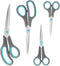 Scissors Set of 4, Premium Stainless Steel Razor Blades, Ergonomic Semi-Soft Rubber Grip, Suitable for School, Office and Family Daily Use, 9.6''/...