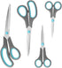 Scissors Set of 4, Premium Stainless Steel Razor Blades, Ergonomic Semi-Soft Rubber Grip, Suitable for School, Office and Family Daily Use, 9.6''/...