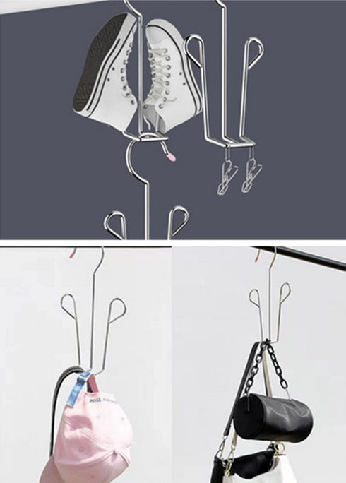 5 Pack Stainless Steel Shoes Hanger Drying Rack for Dehumidifying Hanging Leather Shoes,Double Hook Design Drying Shelf Storage Organizer,Closet O...
