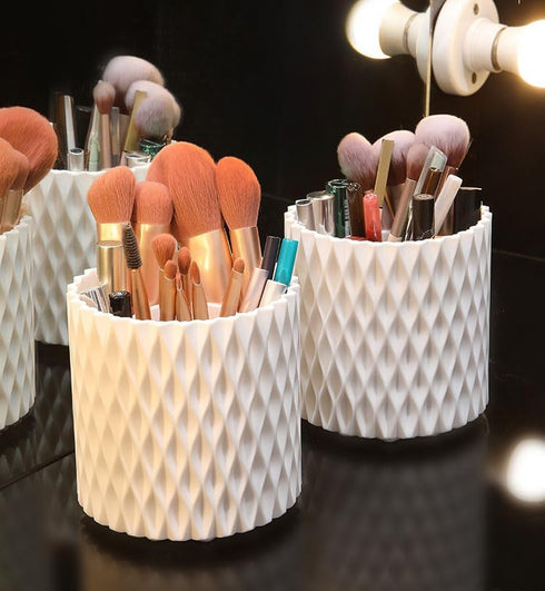 5 Slots 360 Degree Rotating Plastic Desktop Pen Pencil Holder,Makeup Brushes Storage Cup,Office Stationery Organizer...