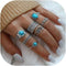 Bohemian Turquoise Ring for Women Western Rings Jewelry Stackable Knuckle Ring Set Vintage Rose Leaf Ring Set for Women Gifts...