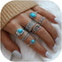 Bohemian Turquoise Ring for Women Western Rings Jewelry Stackable Knuckle Ring Set Vintage Rose Leaf Ring Set for Women Gifts...