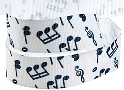 Prints Ribbon for Crafts Gift Package Wrapping, Hair Bow Clip Accessories Making, Crafting, Wedding Decor(10yd 7/8" Music Note Grosgrain Ribbon-Wh...