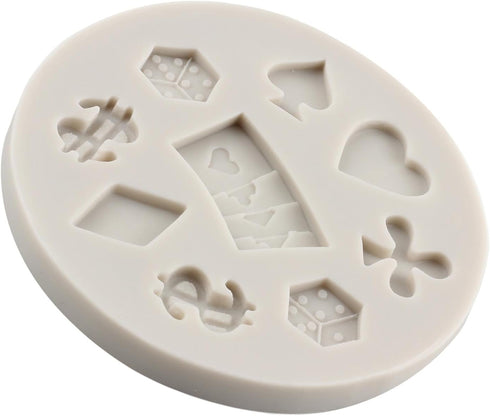 Poker Silicone Molds 3D Casino Themed Chocolate Molds Mini Heart Molds For Cake Decorating Cupcake Topper Candy Gum Paste Polymer Clay Set Of 1...