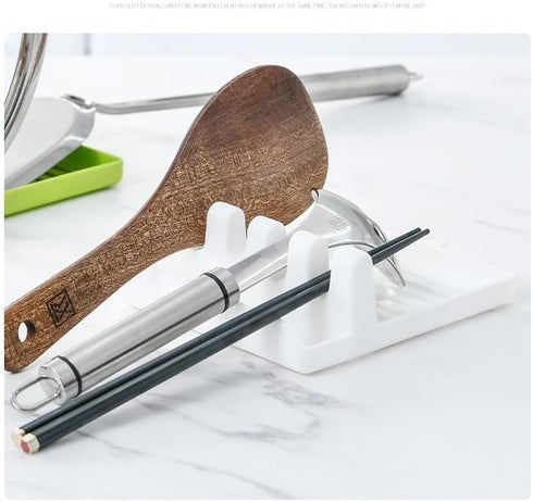 Utensil Rest with Drip Pad, BPA-Free Heat-Resistant Holder for Spoons, Ladles, Forks, and Tongs (Gray)...