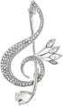 Delicate Music Note Brooch Lapel Pin Rhinestone Crystal G Clef Musical Pins Scarf Jackets Dress Suit Brides Corsage Brooches for Women Girls Men M...