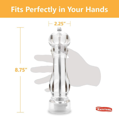 Salt Pepper Grinder Mill Arcylic,the Best Peppercorn Grinder with Adjustable Mill-Clear...