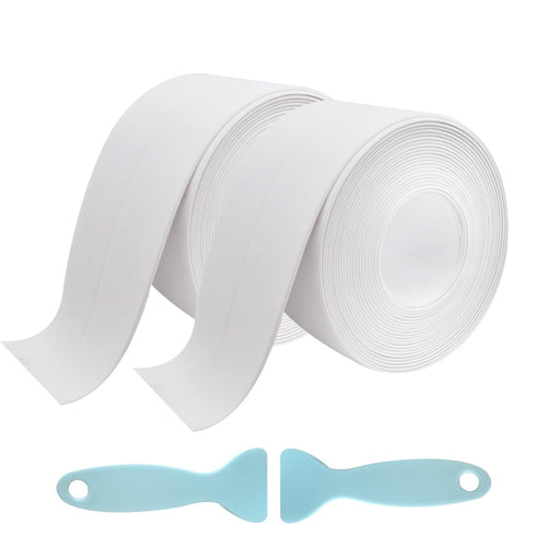 Caulk Tape White 2 Pack Waterproof Tape for Shower Toilet and Kitchen Caulking Strip Wall Edge Protector Shower Tile Sealer Adhesive sealant 1.5" ...