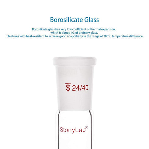 stonylab Glass Straight Connecting Adapter, 70mm from 24/40 Outer Joint to 24/40 Inner Joint for Laboratory Lab Supply, Borosilicate Glass...