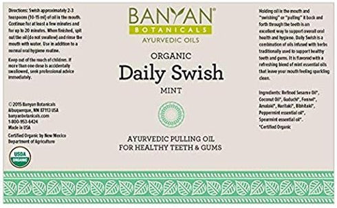 Banyan Botanicals Daily Swish Mint – Organic Ayurvedic Oil Pulling Mouthwash with Coconut Oil – for Oral Health, Teeth, & Gums* – 8oz – Non GMO Su...