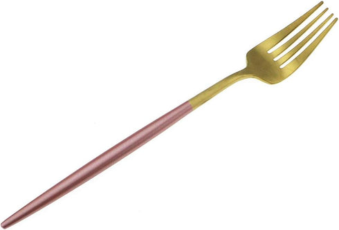 Gugrida Pink Gold Flatware, Royal 5 Piece Matte Pink Handle 18/10 Stainless Steel Tableware Sets for 1 Including Forks Spoons Knives, Camping Silv...