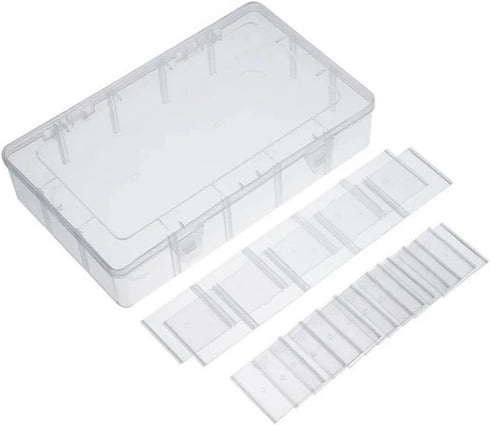 15 Grids Large Plastic Storage Box, Clear Organizer Box with Detachable Dividers Jewelry Organizer Box Bead Organizer Storage Container for Tackle...