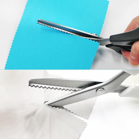 2 Pcs Pinking Shears, AIFUDA Zig Zag Scissors 5mm Craft Scissors Decorative Edge Comfort Grip Scrapbook Scissors for Sewing Fabric,Leather, Paper ...