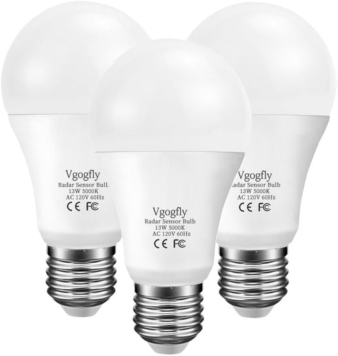 Vgogfly Radar Motion Sensor Light Bulbs A19 100W Equivalent 120V 13W Motion Detector Auto Activated Dusk to Dawn Security Outdoor Porch Lights LED...