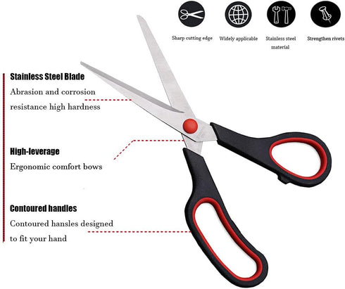 Scissors, Multipurpose office Scissors,8.5 Inch Ultra Sharp Shears, Comfort-Grip Handles Household scissors?Sturdy Sharp Craft Supplies - Pack of ...
