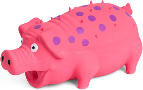 POPLAY Squeaky Latex Grunting Pig Dog Toys, 7.8" Pink Pig Dog Toy Anxiety Relief for Dog Puppy Chew Toys Rubber Squeeze Gift for Dogs...