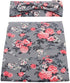 Infant Floral Swaddle Wrap with Headbands Hats Value Set Newborn Receiving Blanket Photography Props 35X35inch (Gray-2)...