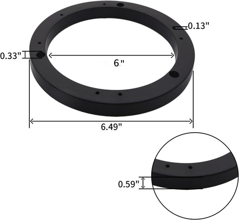 2PCS Black Plastic Speaker Spacer Adaptor Ring Mounting Bracket, 6inch Dia Speaker Spacer Rings for Cars, Boats, Trucks, and More......