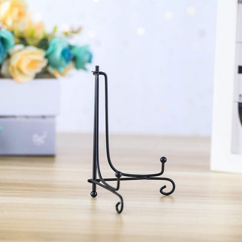 (4 pack)Iron Display Stand, Black Iron Easel Plate Display Photo Holder Stand, Displays Picture Frames, Cookbooks, Decorative Plates, Tablets and ...