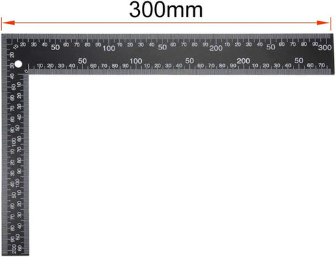 uxcell Leathercraft Black Tempered Stainless Steel Measuring Square Ruler for DIY Leather Handmade Sewing Tools 0-300mm 0-12inch Scale...
