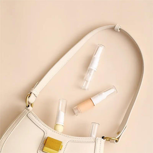 4PCS Airless Pump Bottles Set with 10ml Syringes - 5ml + 10ml Empty Refillable Cosmetic Airless Pump Jars - Travel-Size Portable Vacuum Pump Bottl...