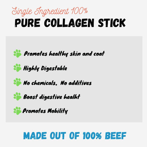 Amazing Dog Treats - Large Collagen Stick - (6 Inch - 8 Count) - Collagen Beef Cheek Rolls for Dogs - 100% Pure Collagen Sticks for Dogs - No Hide...