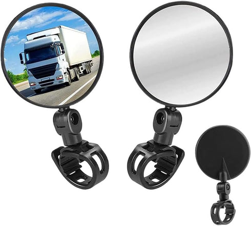 2 Pcs Bike Mirror, Bicycle Cycling Rear Mirror Rotatable Handlebar Convex Mirror Adjustable 360 Degree Rearview Bicycle Mirrors Shockproof Wide An...