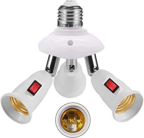 360 Degrees Adjustable E26 Jacqings Socket Adapter with Independent Switch Control Light Bulb Socket, E26 Standard LED Bulbs 360 Degrees Adjustabl...