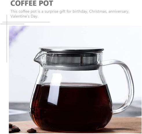 Hemoton Glass Teapot with Stainless Steel Infuser Lid Stovetop Clear Tea Kettle Teapot Blooming and Loose Leaf Tea Maker Tea Brewer for Camping, T...