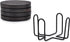 Acacia Wood Black Coaster Set of 4 with Iron Holder Coffee Table Décor Tabletop Protection Décor (Coaster Size - 4" x 4" x 0.5", Holder Sze - 4.5"...