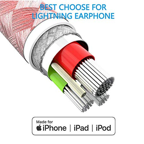 MFi-Certified Lightning Cable iPhone Charger - Compatible with iPhone Xs MAX XR X 8 8 Plus 7 7 Plus 6s 6s Plus 6 6 Plus and More (6FT Rose)...