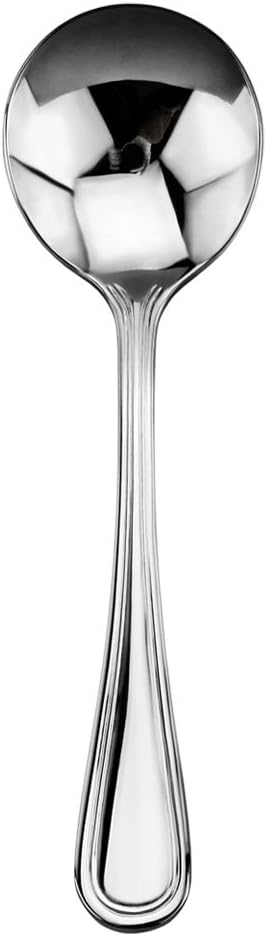 New Star Foodservice 58185 Slimline Pattern, 18/0 Stainless Steel, Bouillon Spoon, 5.7-Inch, Set of 12...