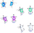 4 Pairs Cute Rhinestone Turtle Stud Earrings...