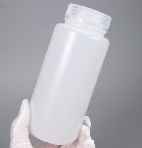 16.9 oz Wide Mouth Lab Reagent Bottle, Laboratory Grade Chemical Container, Sealed Leak-proof Translucent HDPE Bottle, Pill Bottle, Water Sample B...