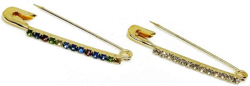 Golden Color and Multicolored Stones Safety pin Set of 24...