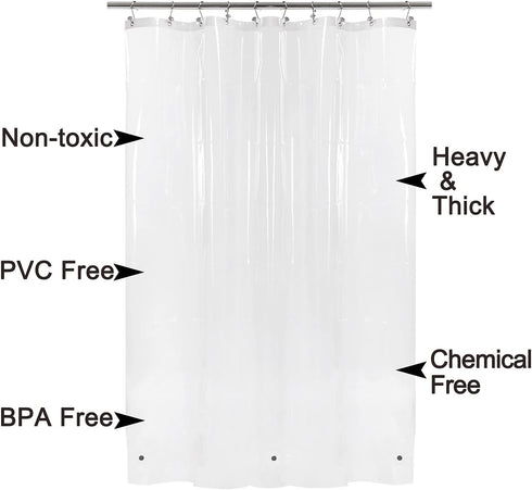 Barossa Design Long Shower Curtain Liner 78" Height - 6 Magnets & 8G Heavy Duty PEVA, Waterproof, PVC Free, Metal Grommets, Clear, 72x78...