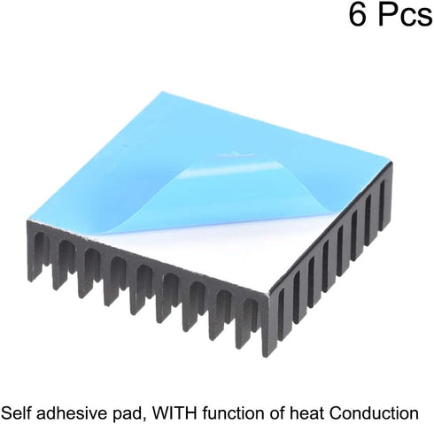 uxcell 10x35x35mm Black Aluminum Heatsink Thermal Adhesive Pad Cooler for Cooling 3D Printers 6Pcs...