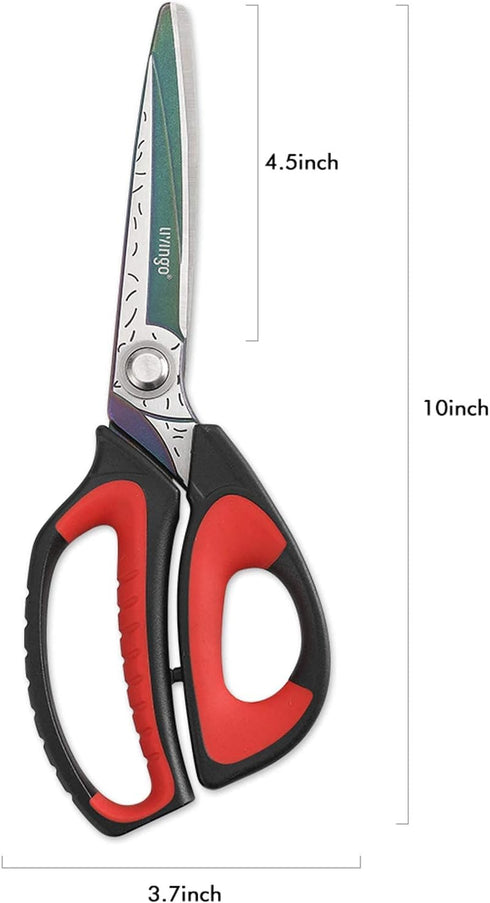 LIVINGO 10" Multipurpose Heavy Duty Scissors, Premium Titanium Coating Forged Stainless Steel Tool Industrial Shears for Household Pruning, Garden...