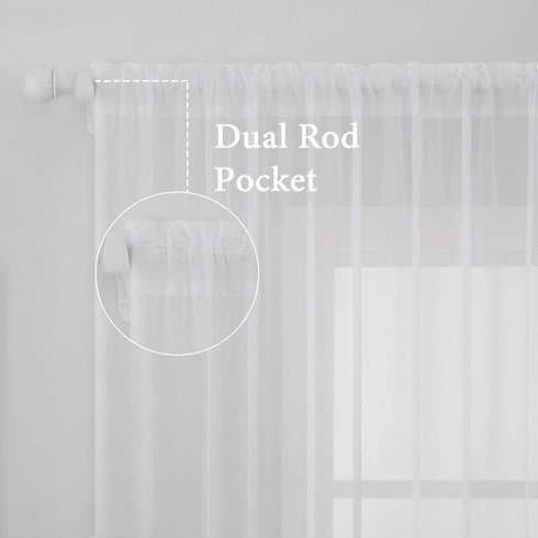 MIULEE White Window Sheer Curtains for Bedroom Living Room Solid Elegant Net Drapes 2 Panels Width 38 x Length 84 Inches...
