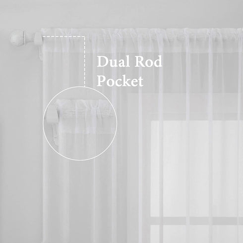 MIULEE 2 Panels Solid Color White Sheer Window Curtains Elegant Window Voile Panels/Drapes/Treatment for Bedroom Living Room (54 X 72 Inches White...
