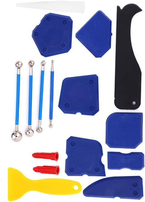 16PCS Silicone Caulk Tools Kit Spreader Scraper Remover Glass Glue Finishing Applicator Kit for Moldling Gluing Floor Fitting...