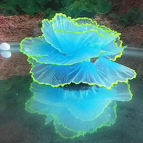 Aquarium Fish Tank Ornament Glowing Silicone Aquarium Ornaments Artificial Simulation Strip Coral Plant Decorations Landscape (blue)...