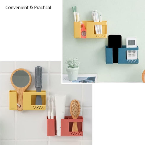 D3 Wall Mount Phone Holder, Punch-Free Wall-Mounted Mobile Phones Charging to Stand, Sticky Remote Control Storage Box Bedside Lazy Mobile Phone R...