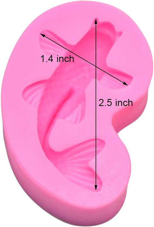 Small Size Koi Fish Fondant Mold (2.5"x1.4")- MoldFun Carp Fish Sugar Craft Silicone Mold for Cake/Cupcake Decorating, Gum Paste, Polymer Clay...