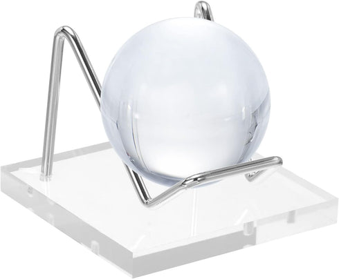 PATIKIL 3" x 3" x 2" Acrylic Display Stands, Display Easel Holder Stainless Steel Arm Crystal Display Stand for Mineral Gemstone Style 2, Clear...